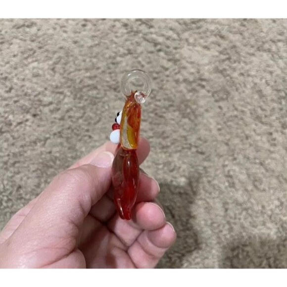 Vintage Blown Art Glass Amberina Red Aventurine Cat Pendant for Necklace 2.5” - Picture 6 of 6
